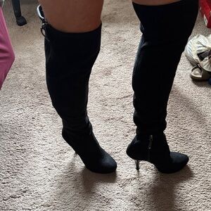 Black Suede Over The Knee Boots Stilettos by GUESS by Marciano Size 8